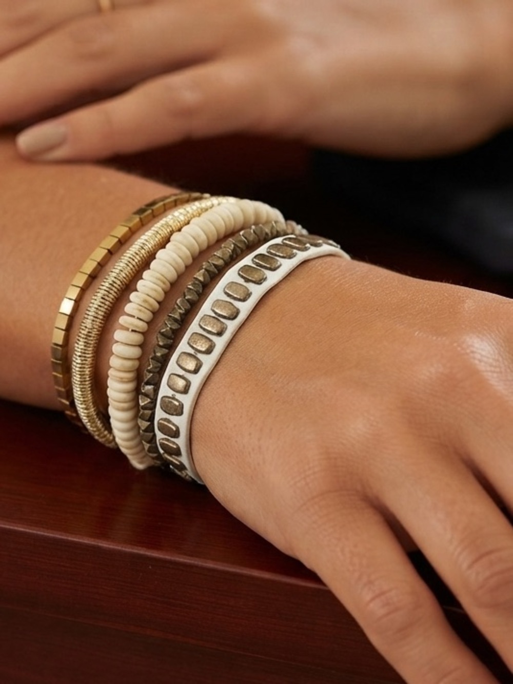 Victoria Emerson Alicante Magnetic Cuff Strand Beaded Bracelet